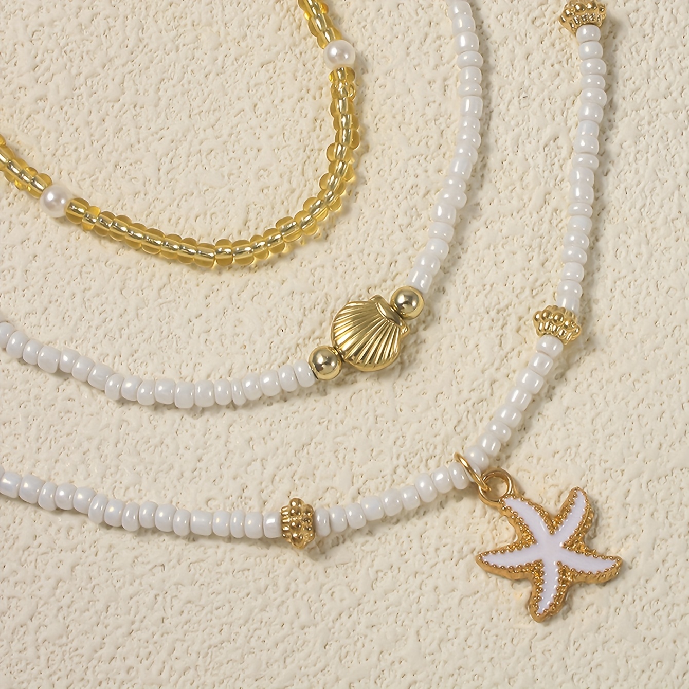 Bohemian Starfish and Shell Pendant Necklace Set